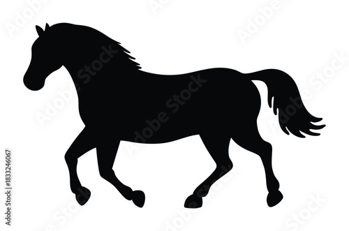 silhouette of a running horse, horse black flat vector illustration