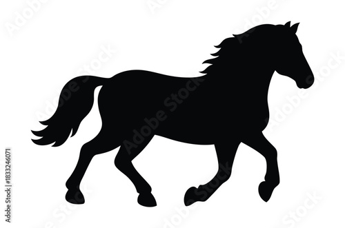 silhouette of a running horse, horse black flat vector illustration
