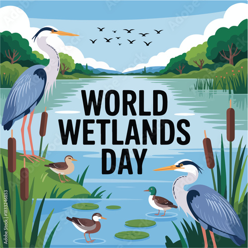 World Wetlands Day Celebration with Diverse Wildlife