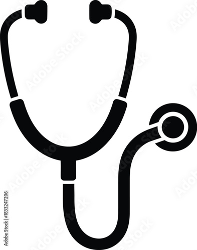A simple black and white illustration of a medical stethoscope