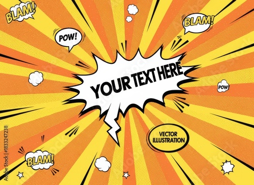 Retro Comic Book Style Background with Pop Art Effects for Custom Messages and Dynamic Designs