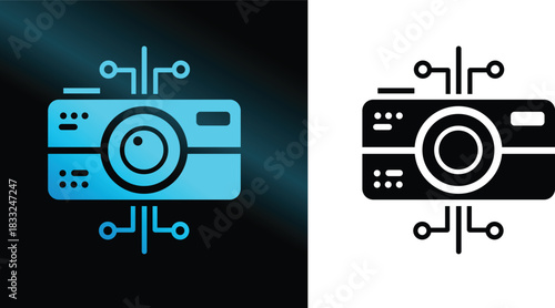 Computer vision camera vector icon