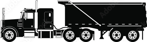 Silhouetted dump truck illustration a detailed side view of heavy machinery