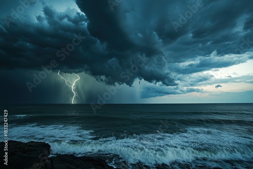 Fototapeta Naklejka Na Ścianę i Meble -  Storm over the sea weather