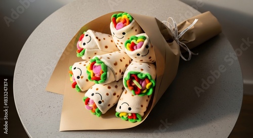 Plush Burrito Bouquet Gift — Photorealistic Product Mockup