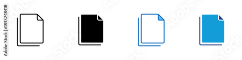 Blank File Multiple Style Icon Design Vector - clean empty page symbolizing a new file, draft, or editable workspace