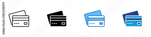 Card Options Multiple Style Icon Design Vector - two overlapping credit card representing multiple card variety