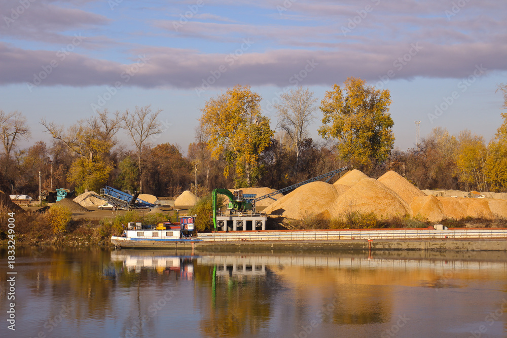 Fototapeta premium sand quarry on the riverbank