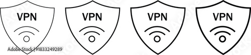 Vpn icon set. Virtual Private Network symbols. Virtual Private Network sign. Internet security graphic design. Privacy and tunneling signs
