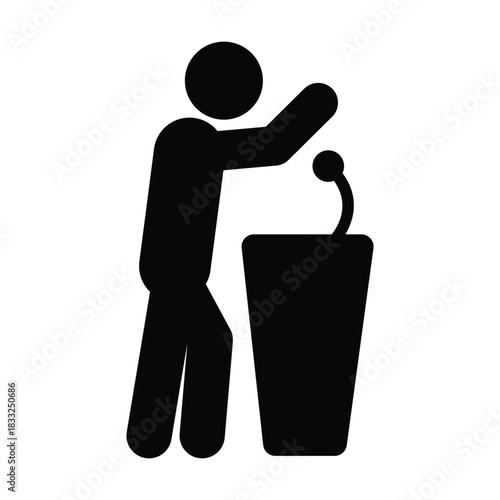 Public speaker icon, person speech and communication symbol in pictogram illustration