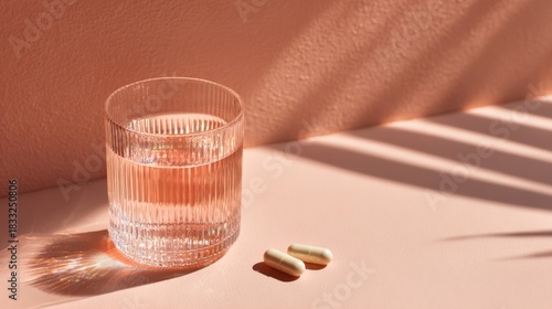 Vitamin water glass on table