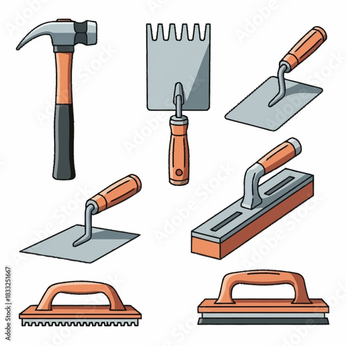 Selection of Construction and Masonry Tools for Building Projects.