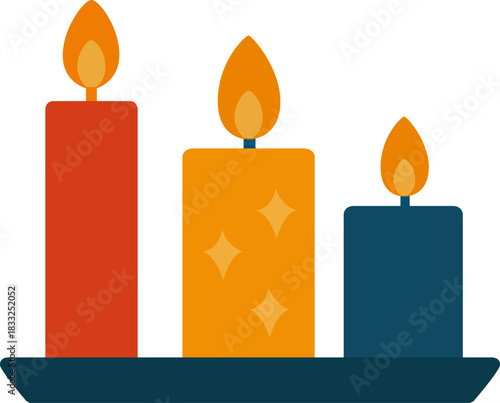 Illustration of Lit Candles on a Candlestick