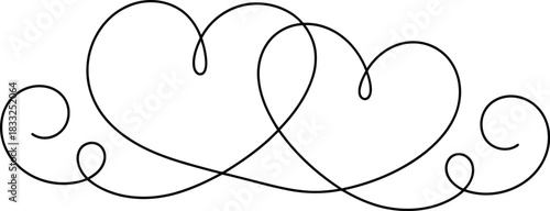 Beautiful black outline drawing of two intertwined hearts signifying love, unity, and everlasting connection
