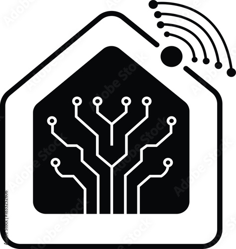 Smart home AI hub icon silhouette icon