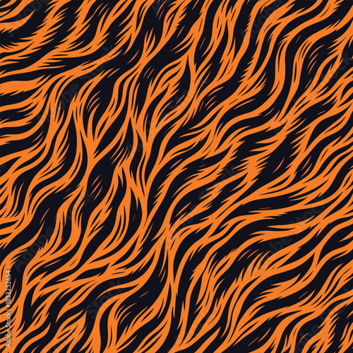 Dynamic animal skin with flowing orange fur texture pattern