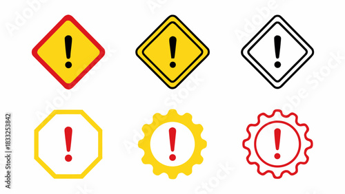 Essential warning alert sign icons