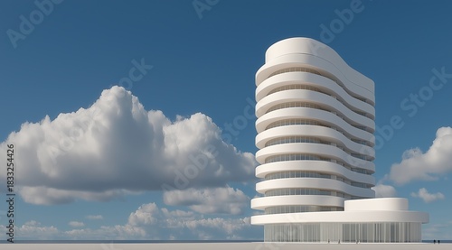 Modern architecture with clouds in blue sky