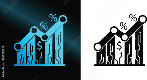 AI-powered finance graph icon
