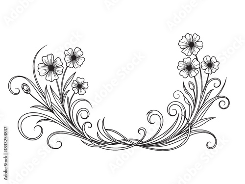 Decorative Wildflower Grass Illustration