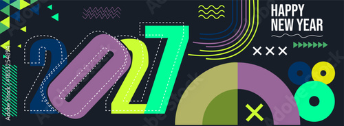 Colorful and Modern Happy New Year 2027 Graphic Design Template