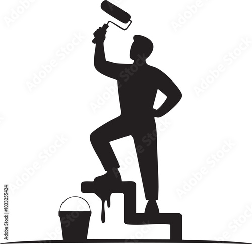 painter with paint roller