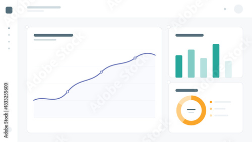 Business Dashboard Design With Graphs and Charts Template Illustration