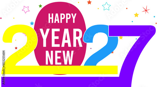 Vibrant and Colorful Happy New Year 2027 Celebration Graphic