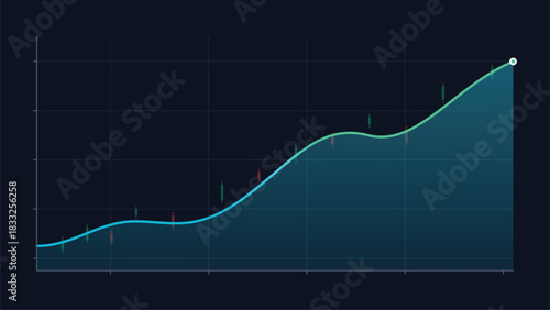 Stock market chart showing trading signals and economic analysis illustration
