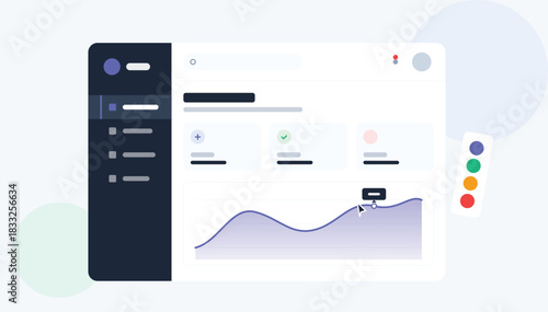 Web application dashboard user interface with data chart and mobile device