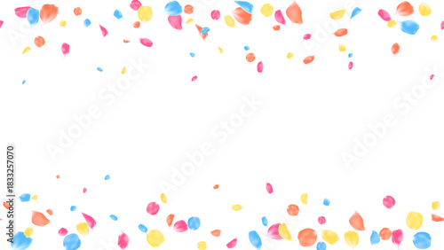 Frame background flying motion with rose petals. Love season, romantic wedding, greeting card decor