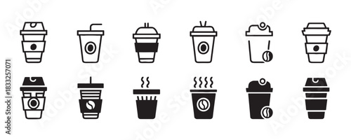 Coffee cups icon set for cafe menus and branding projects - fresh, bold, and ready for your marketing needs, perfect for social media posts