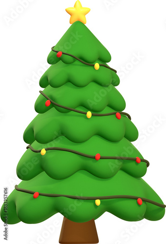 Christmas Tree with Lights and Star