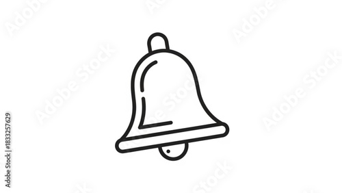 Simple outline illustration of a classic bell icon with a clapper representing alerts notifications and communication on a clean white background