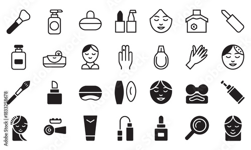 Elegant beauty and skincare icons for professional cosmetic designs and modern spa branding projects using these simple vector elements