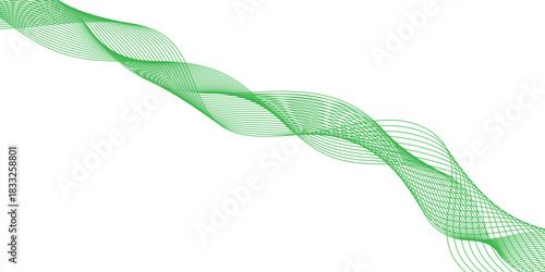 Abstract vector background with green wavy lines. Dynamic curved flowing lines abstract background, Vector illustration	

