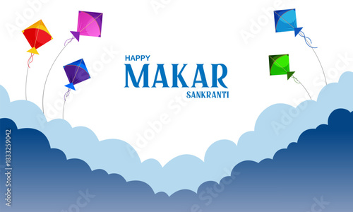 vector illustration of Happy Makar Sankranti background with colorful kite