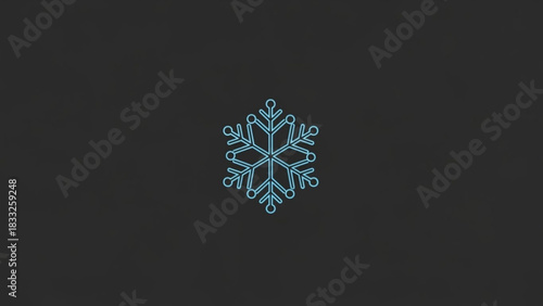 A stylized geometric snowflake graphic with a light blue outline against a dark gray background representing winter and cold