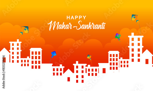 vector illustration of Happy Makar Sankranti background with colorful kite