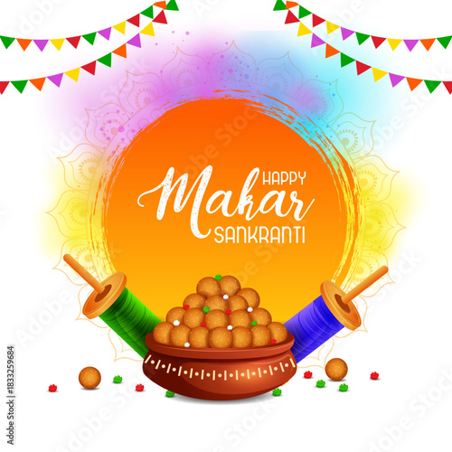 vector illustration of Happy Makar Sankranti background with colorful kite