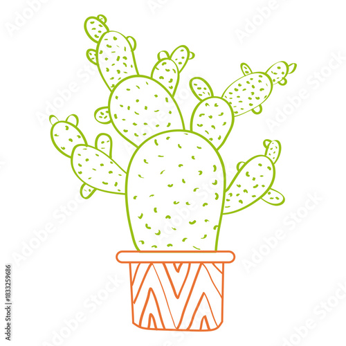 Hand drawn watercolor cactus silhouette