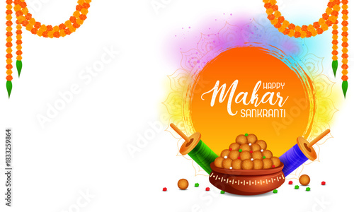 vector illustration of Happy Makar Sankranti background with colorful kite