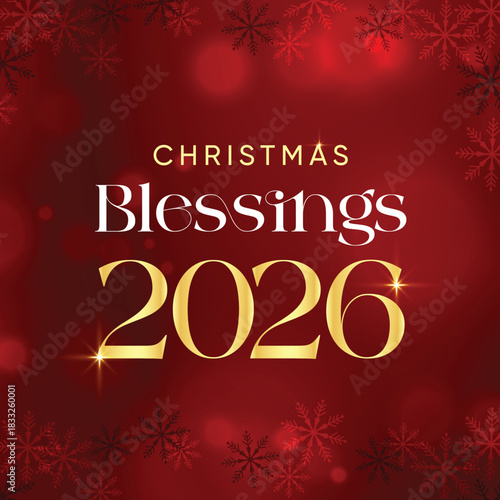 Happy Merry Christmas With Snow Background, Celebration Card 2026 Banner Design