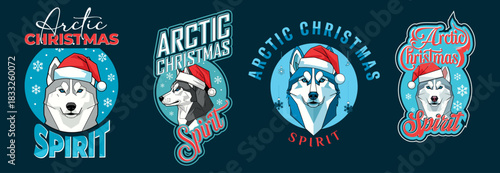 Arctic Christmas Spirit Husky Emblem