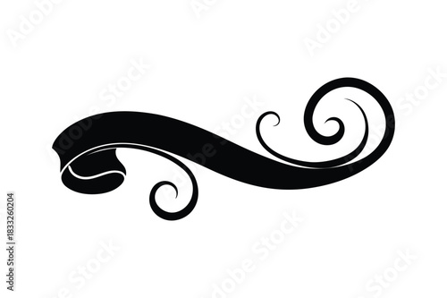 Elegant decorative swirl flourish silhouette ornate graphic ornament for design Vector illustration