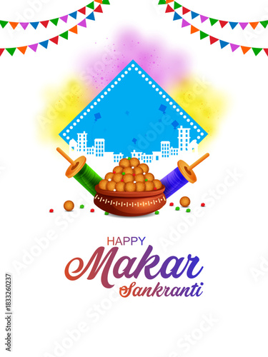 vector illustration of Happy Makar Sankranti background with colorful kite