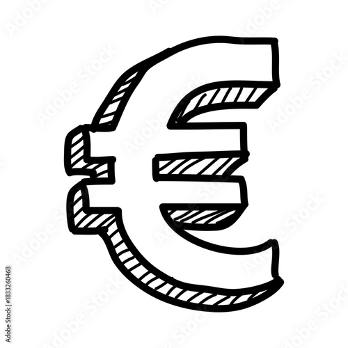 3d hand drawn euro sign