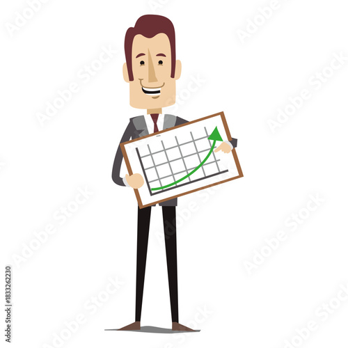 Businessman holding increased board