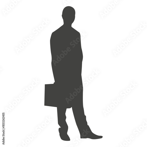 Businessman standing silhouette with briefcase