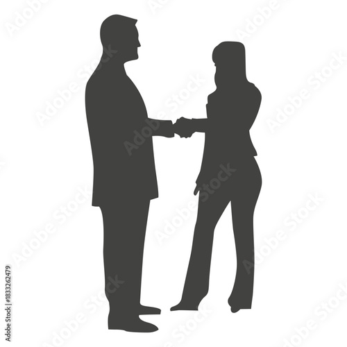 Businessman and woman shaking hands